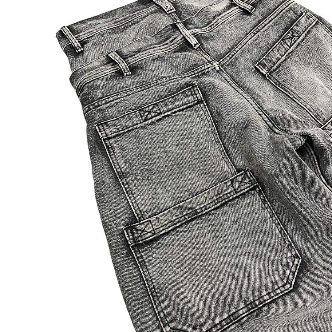 RỐI Workshop Double Waist Washed Jeans - Stone Gray