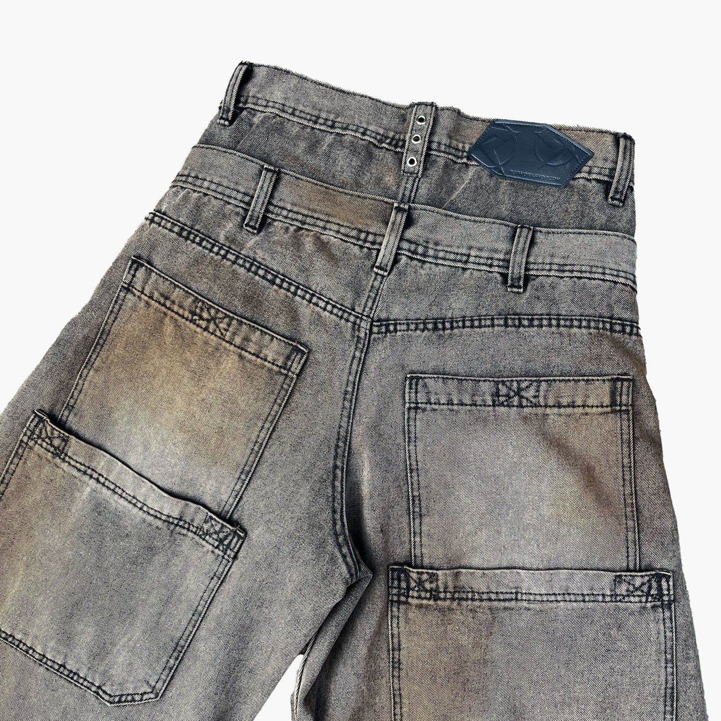 RỐI Workshop Double Waist Washed Jeans - Brown