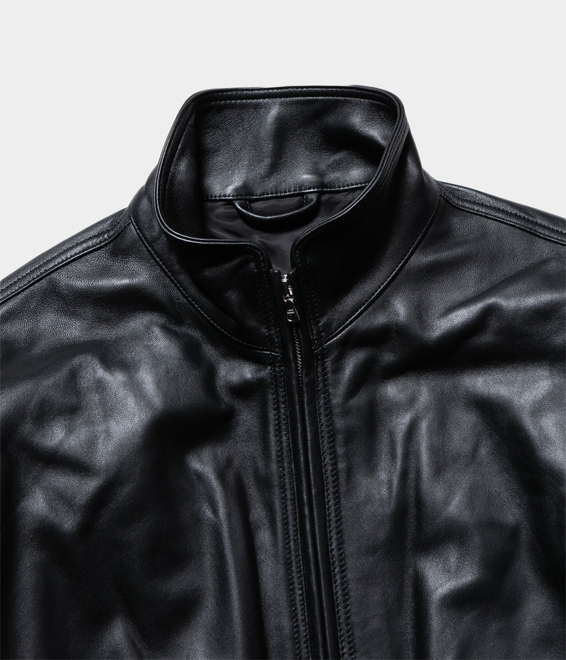 ssstein SHEEP LEATHER STAND COLLAR JACKET Black