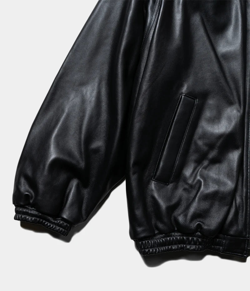ssstein SHEEP LEATHER STAND COLLAR JACKET Black