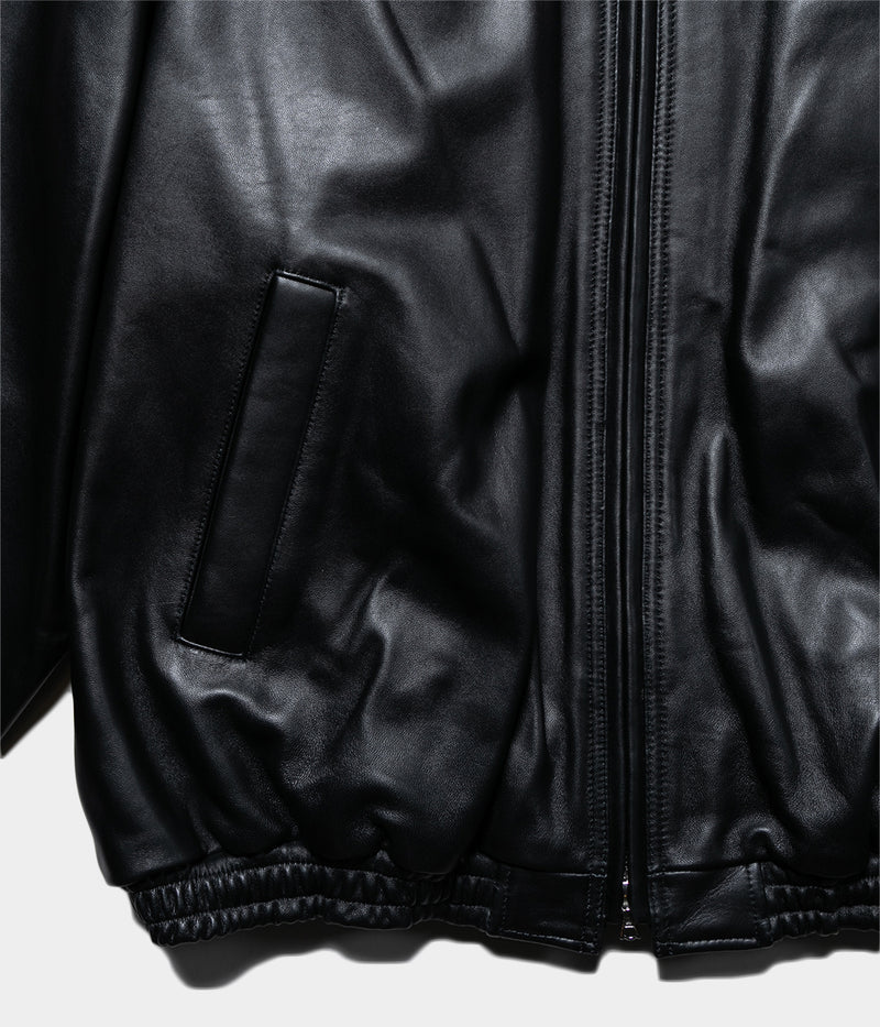 ssstein SHEEP LEATHER STAND COLLAR JACKET Black