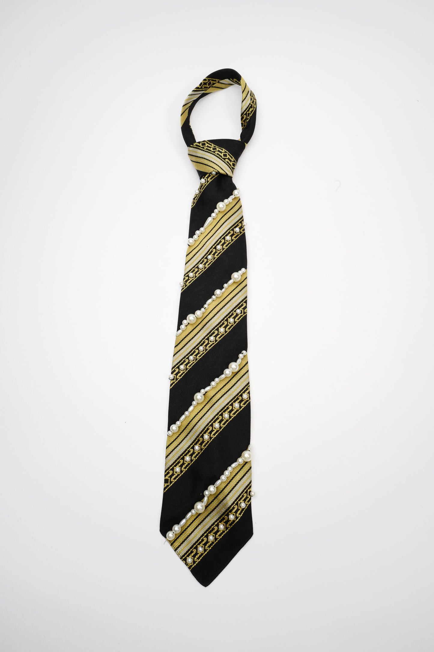 Die Young Black and Gold Beaded Vintage Tie