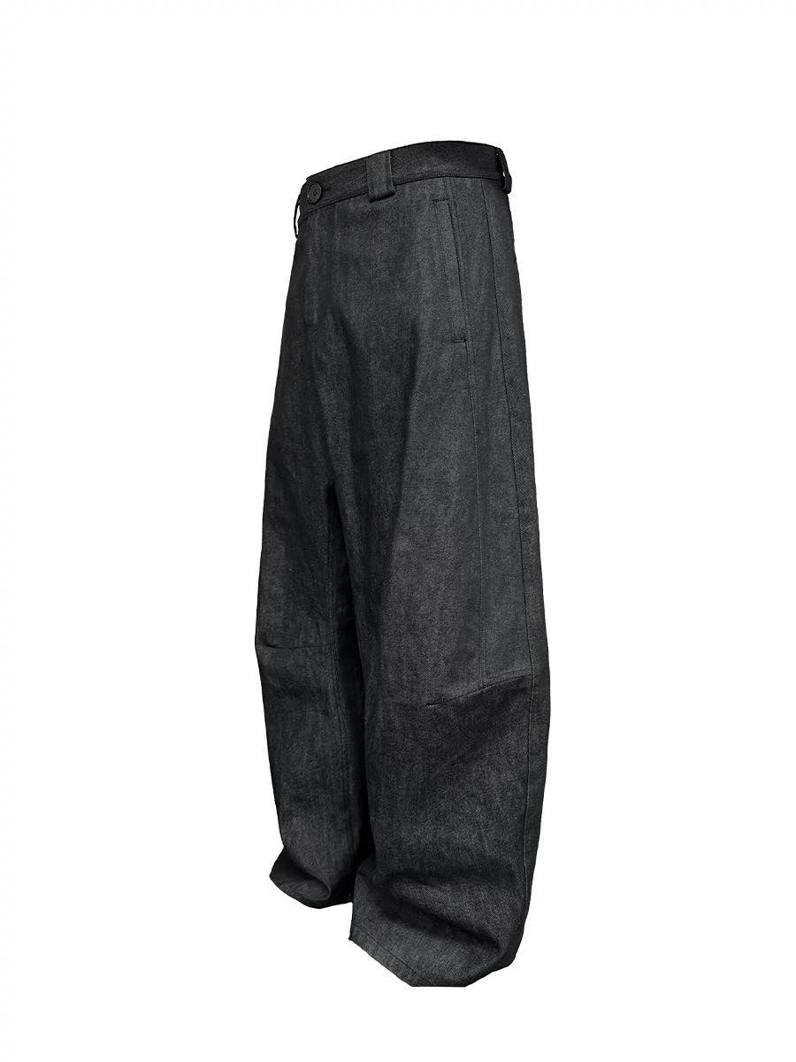 JCAESAR Low crotch wide denim pants scimitar silhouette