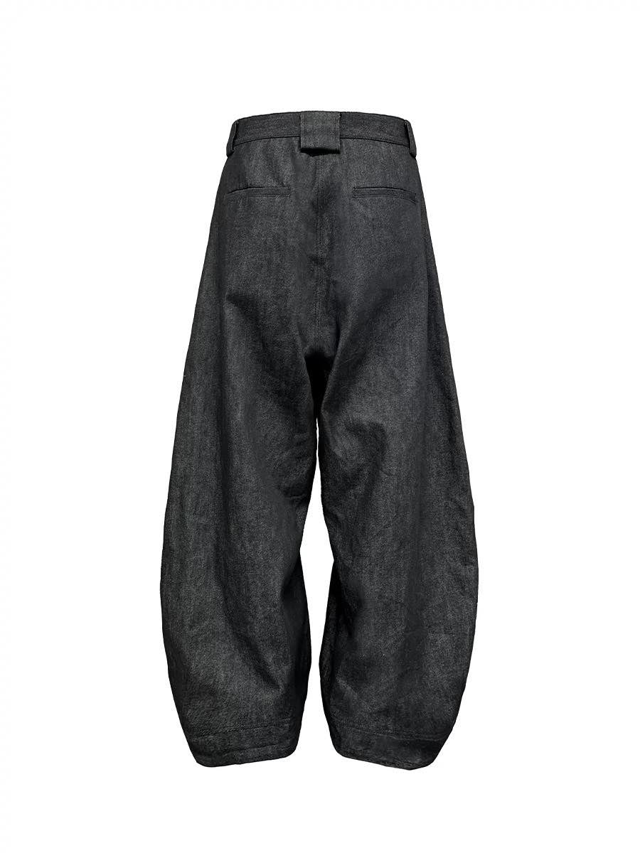 JCAESAR Low crotch wide denim pants scimitar silhouette