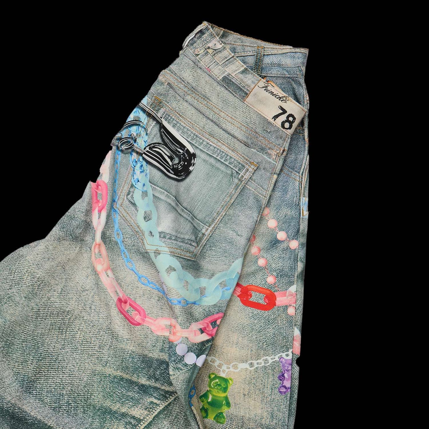 Pre-Order Feinicko POLYCHROME GUMMY DENIM PANTS 3D印花牛仔褲
