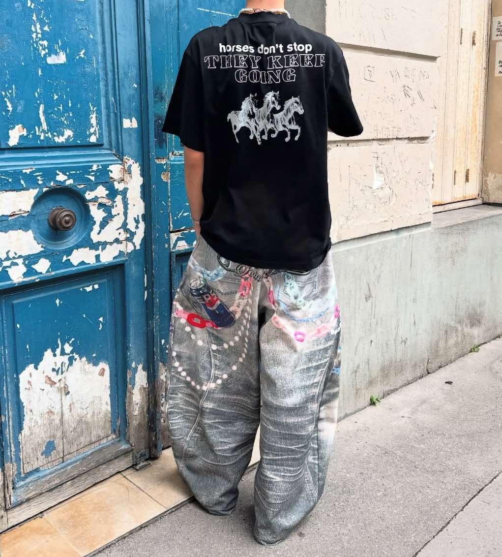 Pre-Order Feinicko POLYCHROME GUMMY DENIM PANTS 3D印花牛仔褲
