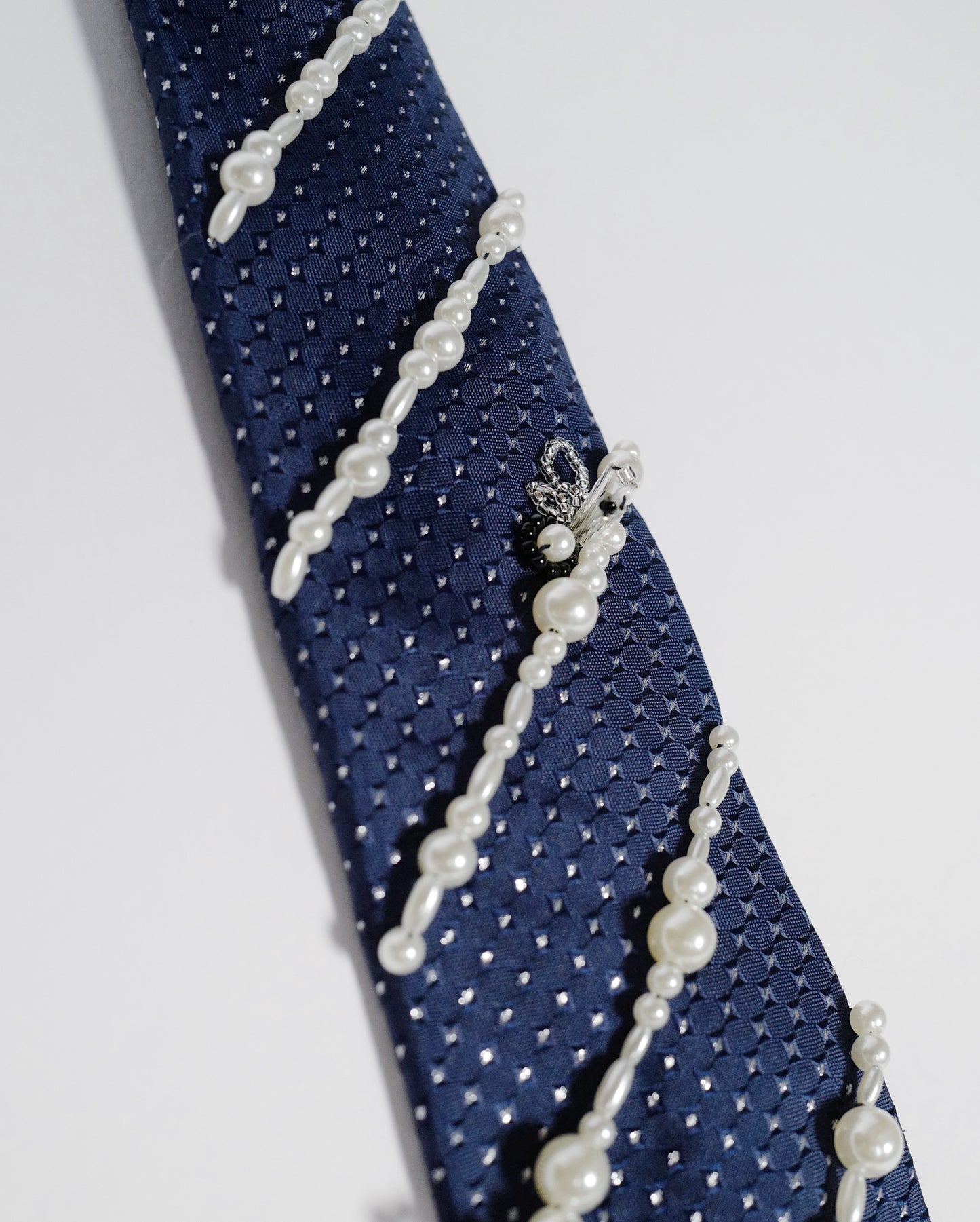 Die Young Navy Beaded Vintage Tie