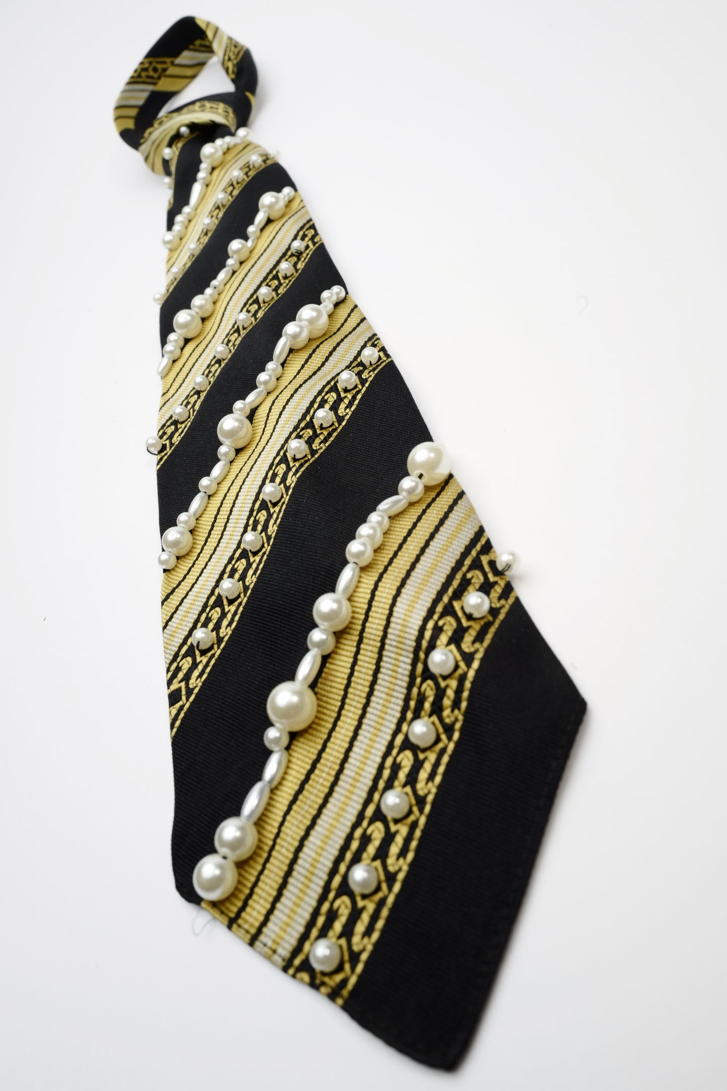 Die Young Black and Gold Beaded Vintage Tie