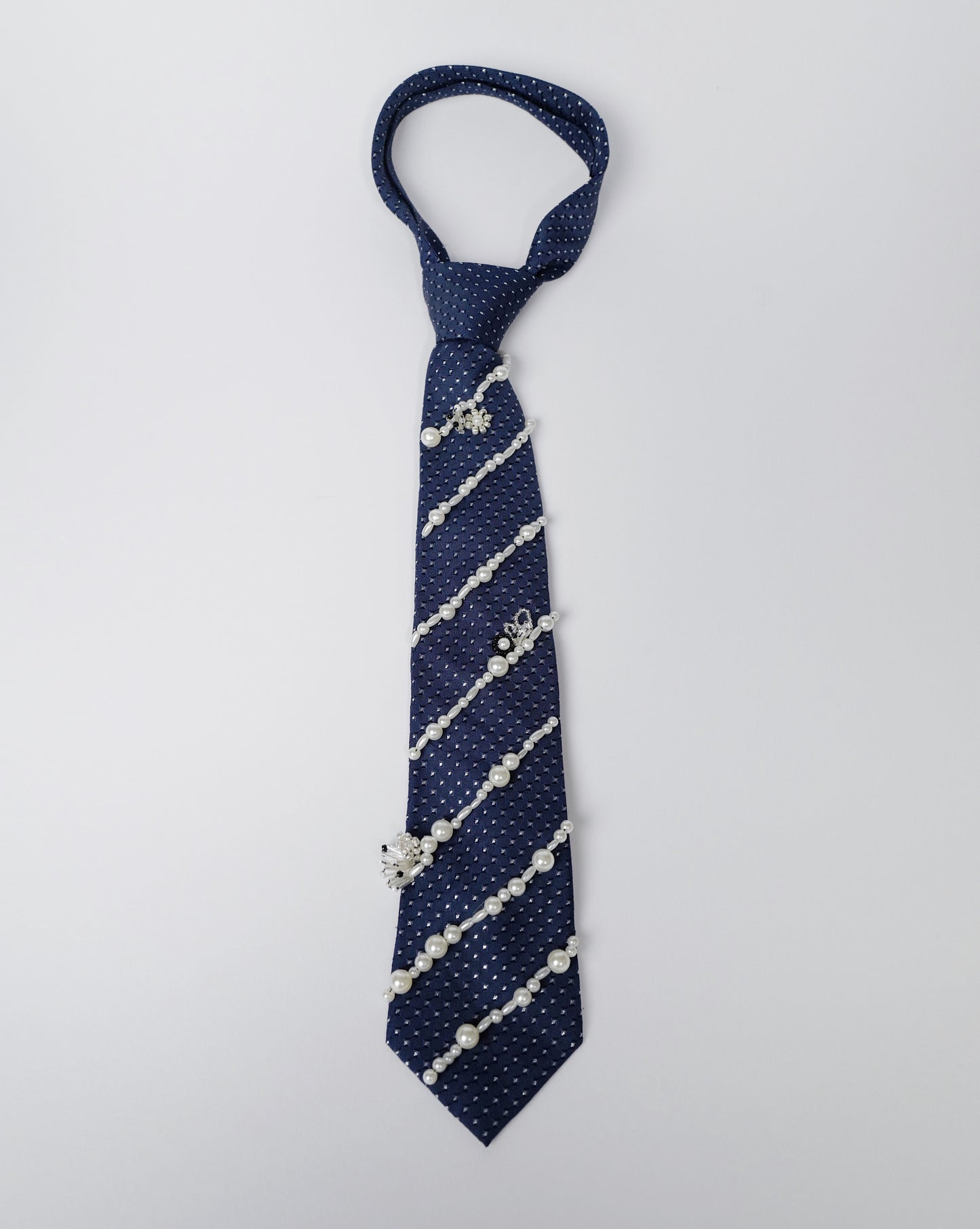 Die Young Navy Beaded Vintage Tie