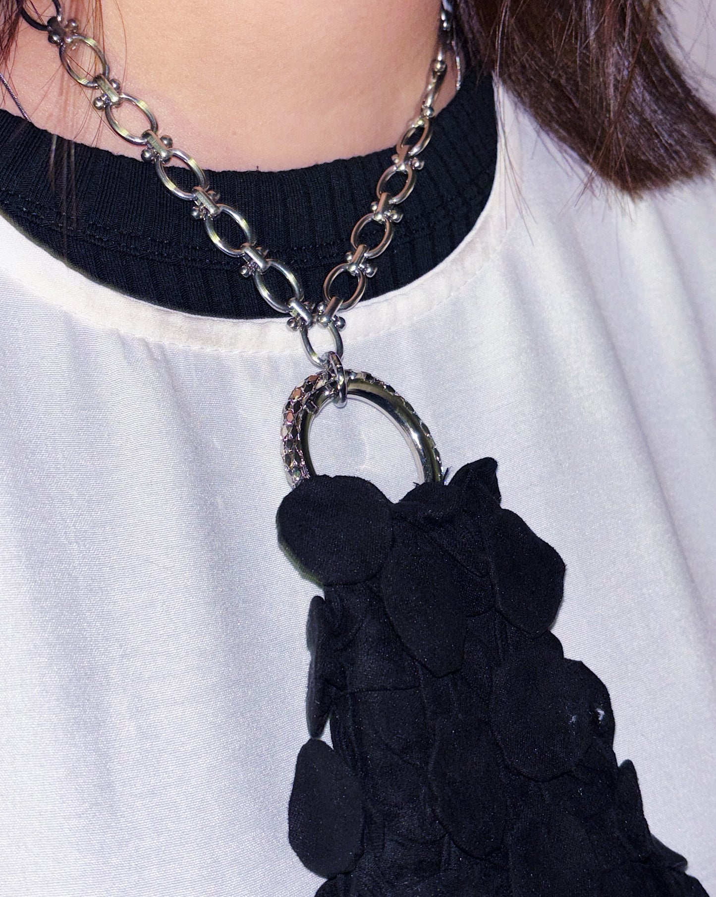 Die Young Black Circular Tie Necklace