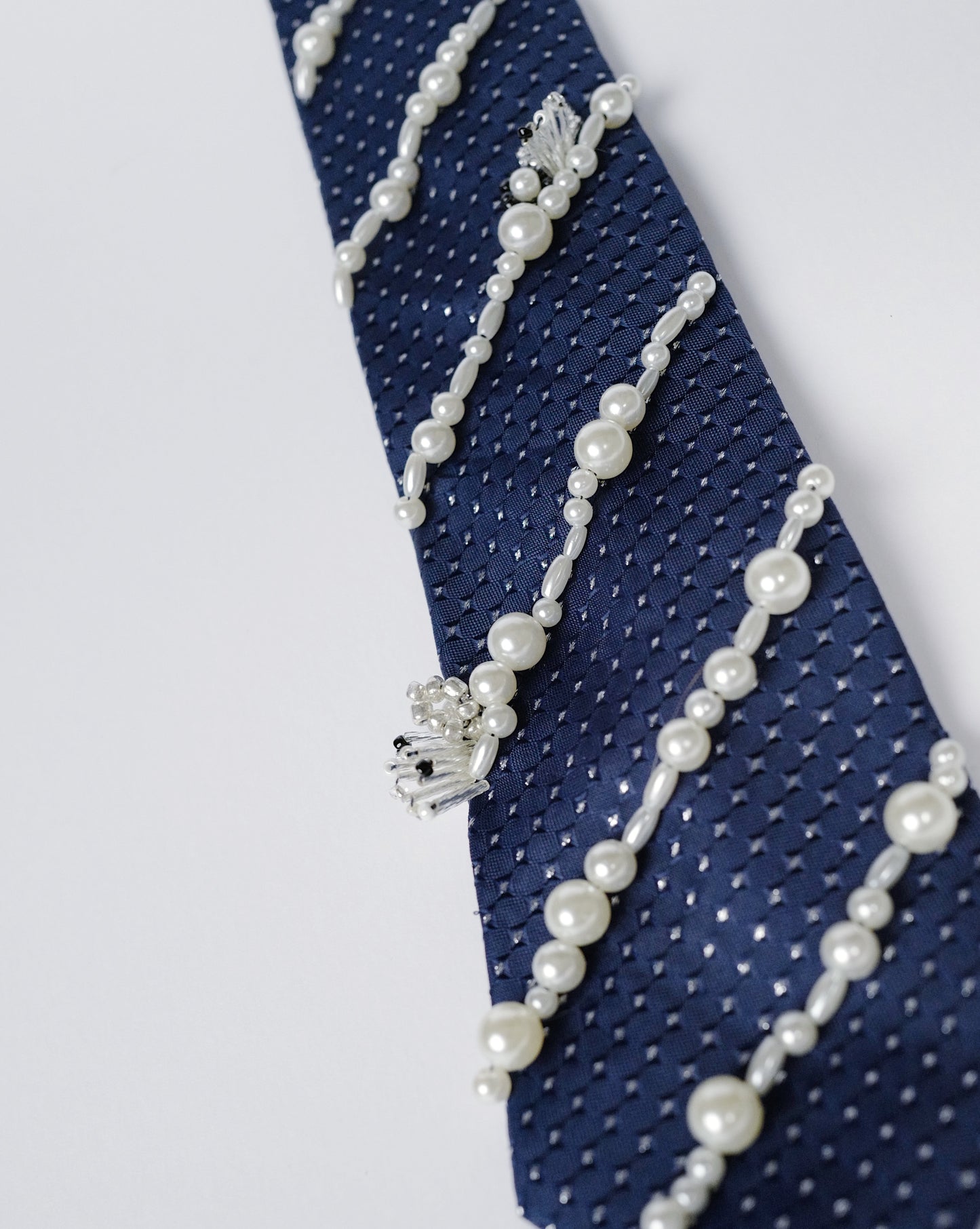 Die Young Navy Beaded Vintage Tie