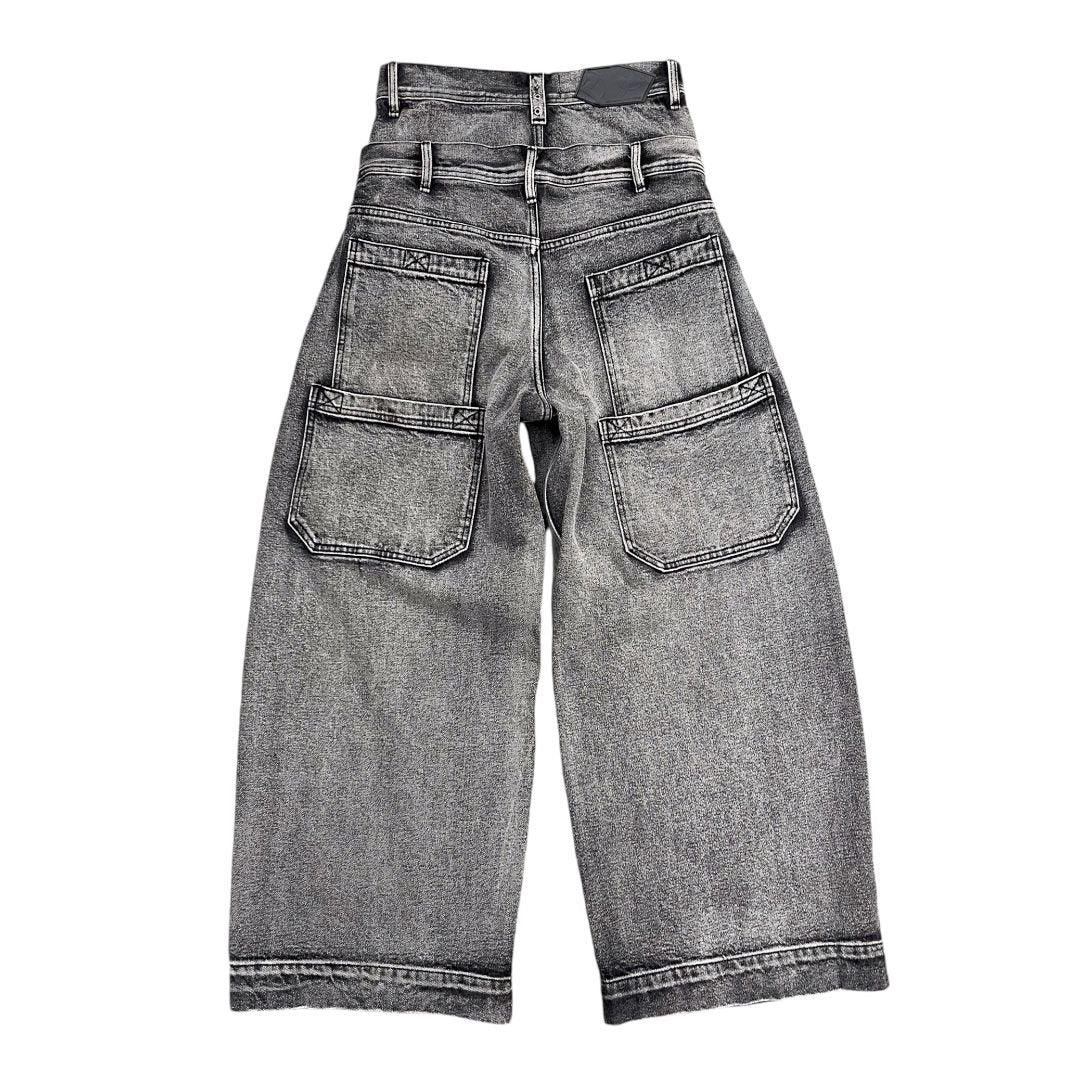 RỐI Workshop Double Waist Washed Jeans - Stone Gray