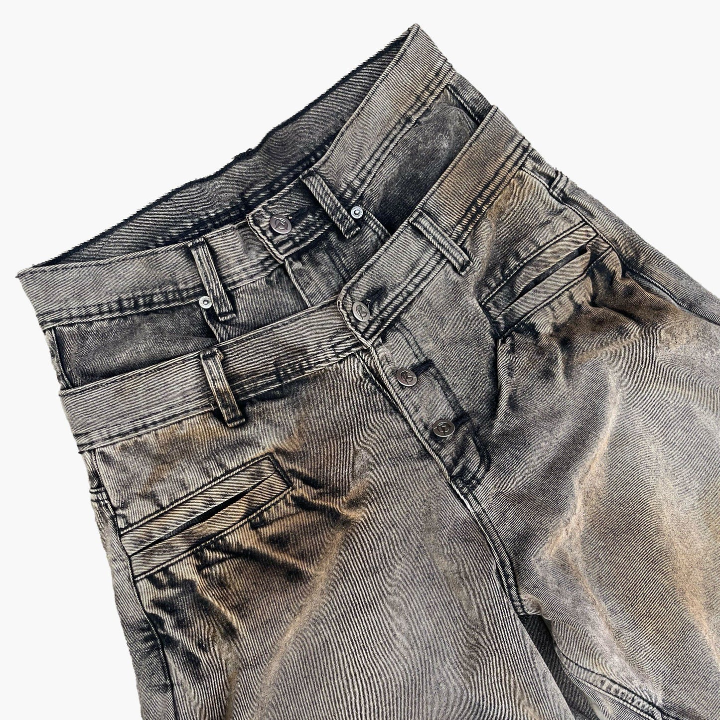 RỐI Workshop Double Waist Washed Jeans - Brown