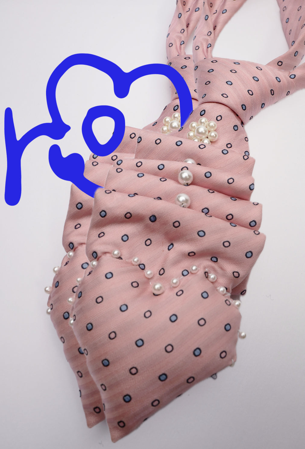 Die Young Puffer Pink Heart Beaded Tie