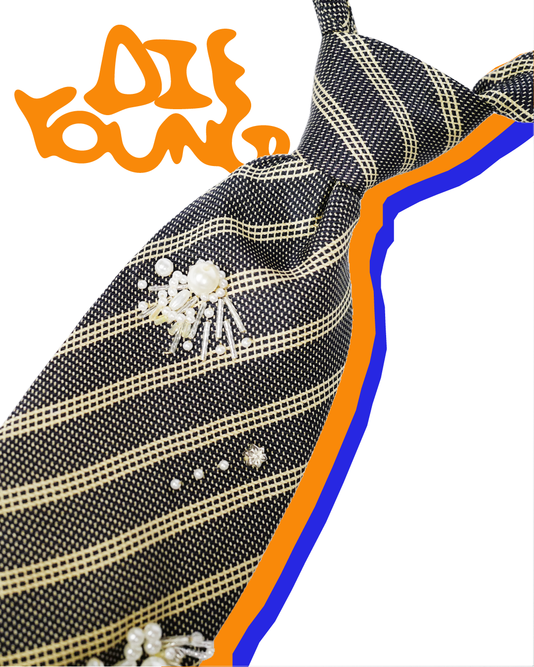 Die Young Black and Grey Beaded Vintage Tie