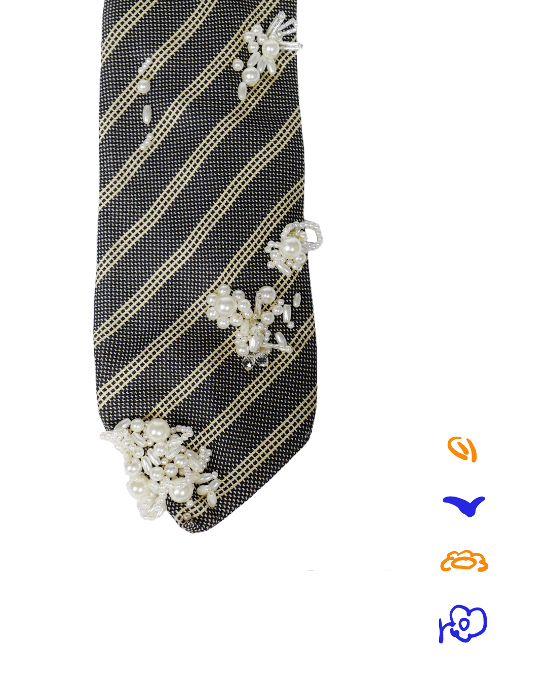 Die Young Black and Grey Beaded Vintage Tie