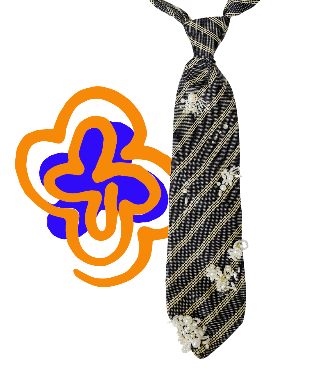 Die Young Black and Grey Beaded Vintage Tie