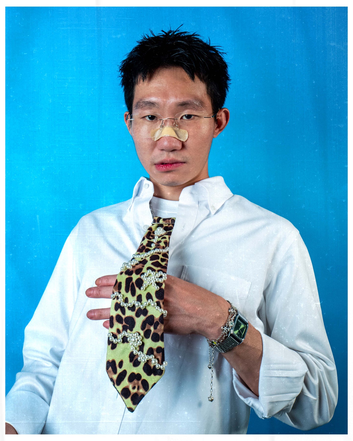 Die Young Light Green Leopard Beaded Tie