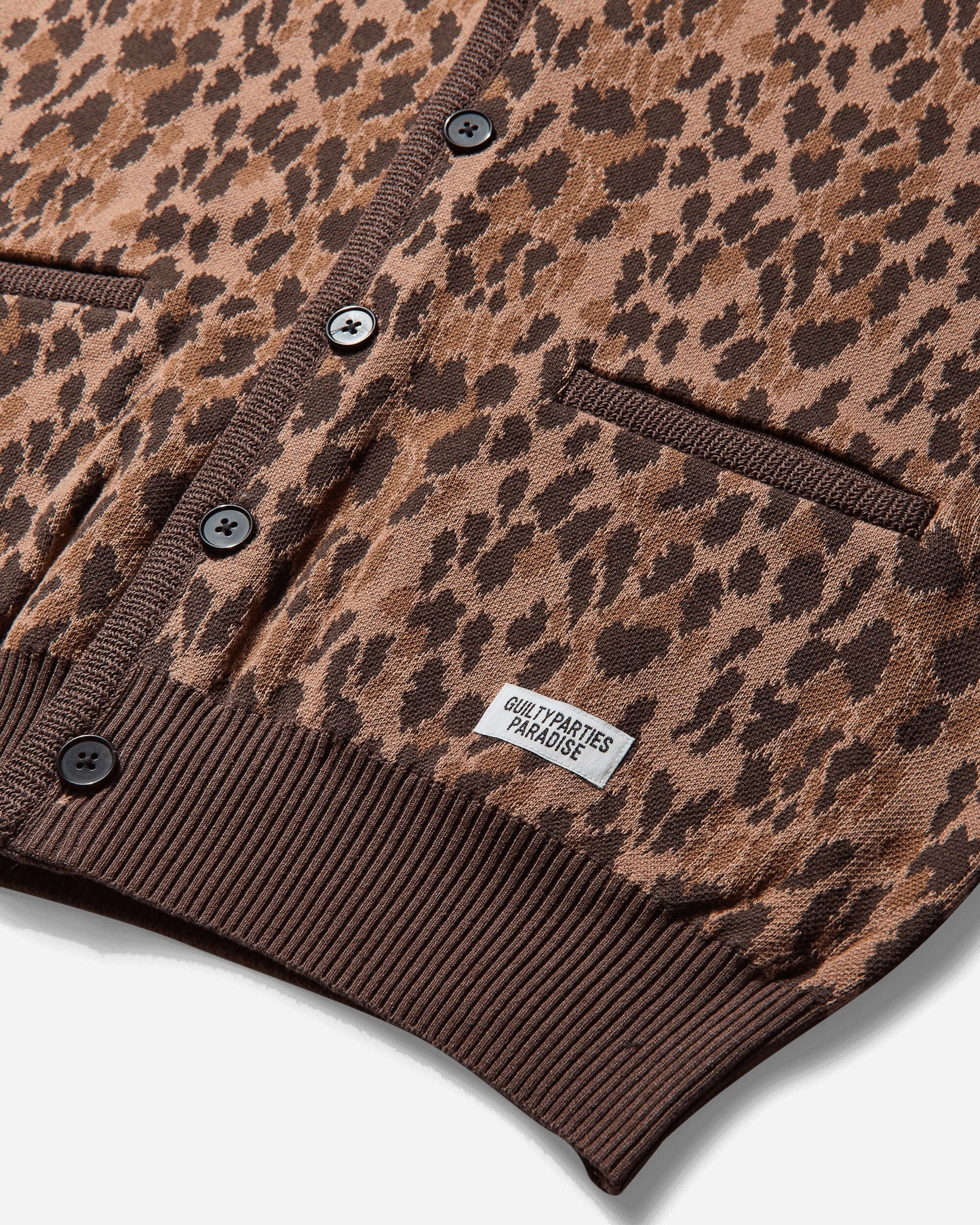 Wacko Maria Leopard Jacquard Cardigan (Type-2) Brown