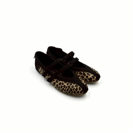 AMIS MARY JANE SPORTY FLATS IN LEOPARD