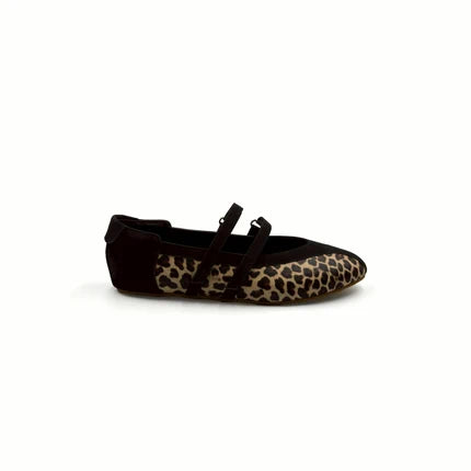 AMIS MARY JANE SPORTY FLATS IN LEOPARD