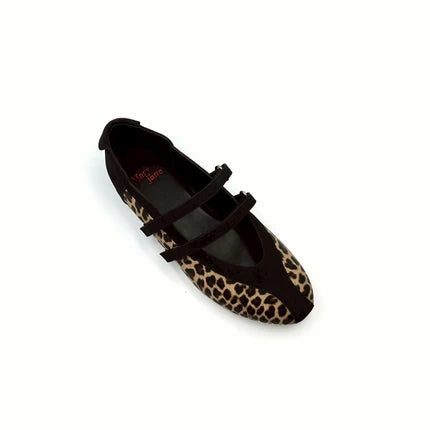 AMIS MARY JANE SPORTY FLATS IN LEOPARD