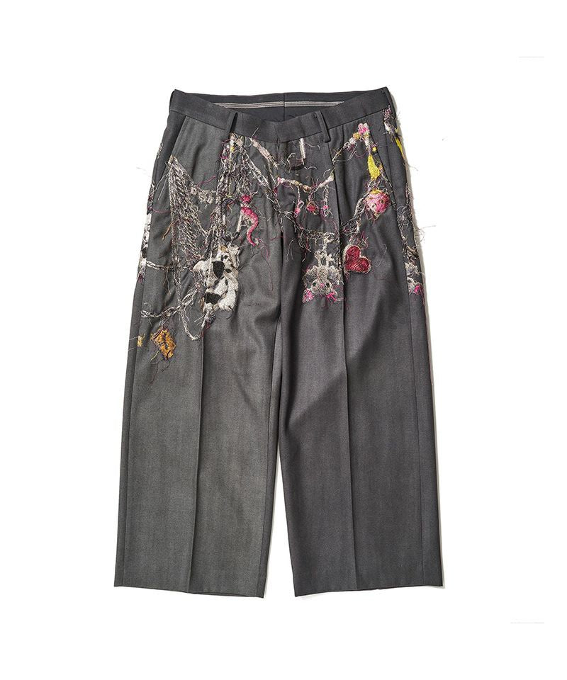 doublet EMBROIDERED CHAIN TAILORED TROUSERS CHARCOAL