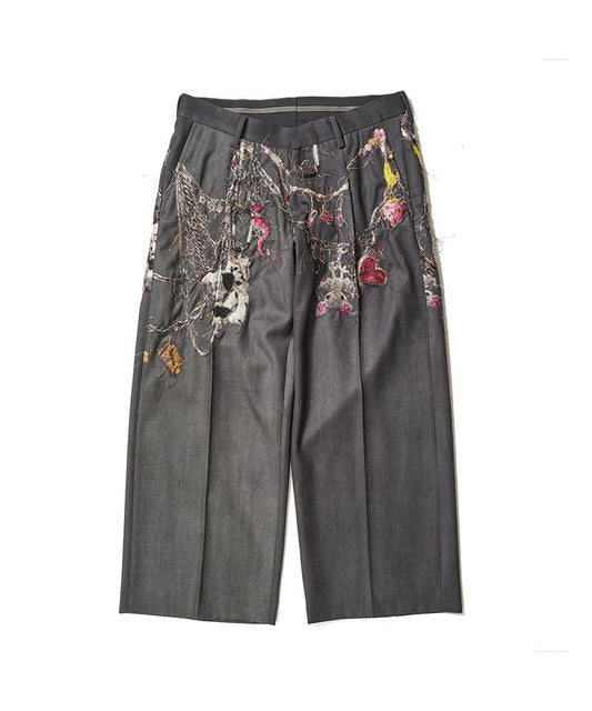 doublet EMBROIDERED CHAIN TAILORED TROUSERS CHARCOAL