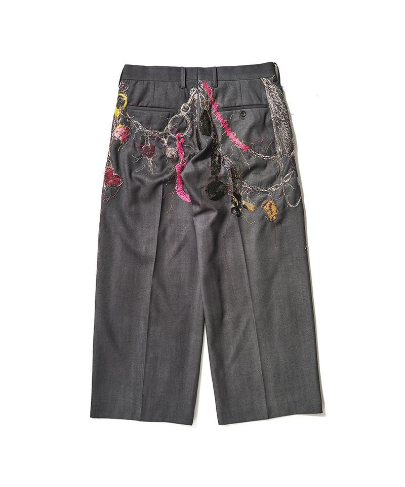 doublet EMBROIDERED CHAIN TAILORED TROUSERS CHARCOAL