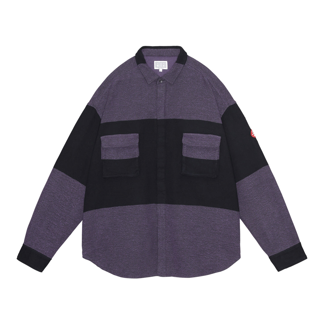 C.E STRIPE FLANNEL BIG SHIRT PURPLE