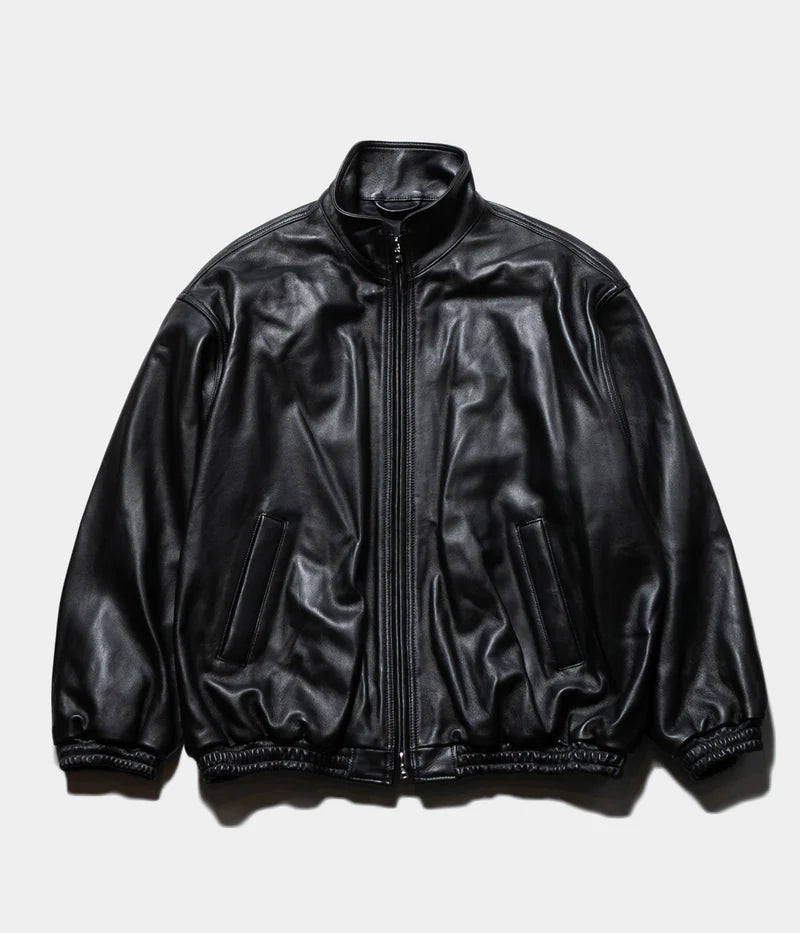 ssstein SHEEP LEATHER STAND COLLAR JACKET Black