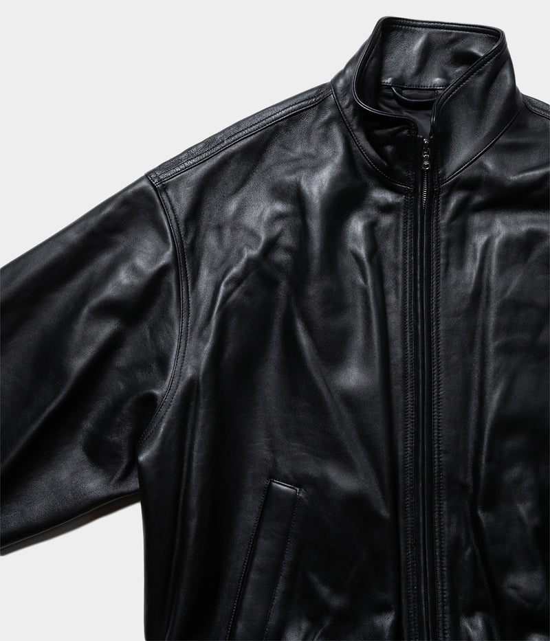 ssstein SHEEP LEATHER STAND COLLAR JACKET Black