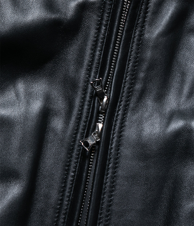 ssstein SHEEP LEATHER STAND COLLAR JACKET Black