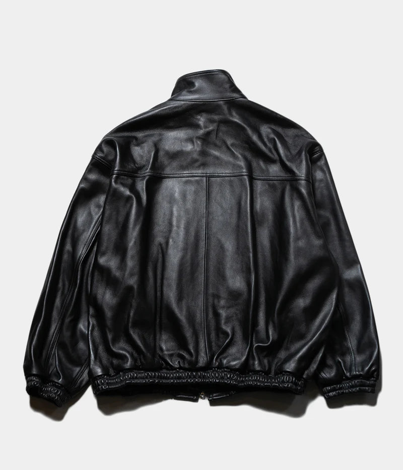 ssstein SHEEP LEATHER STAND COLLAR JACKET Black