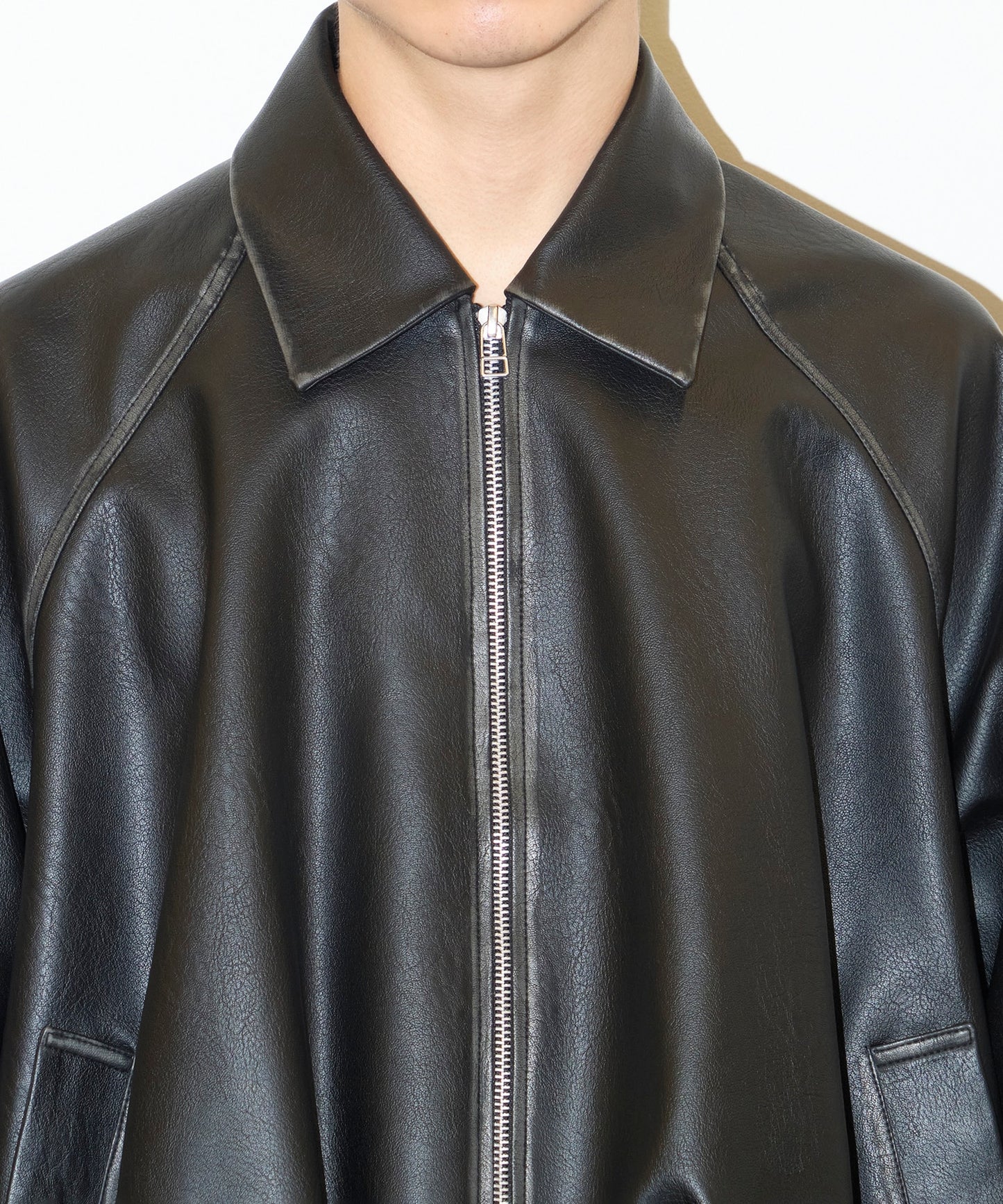 CONZ BALOON ZIP UP JACKET FAUX LEATHER