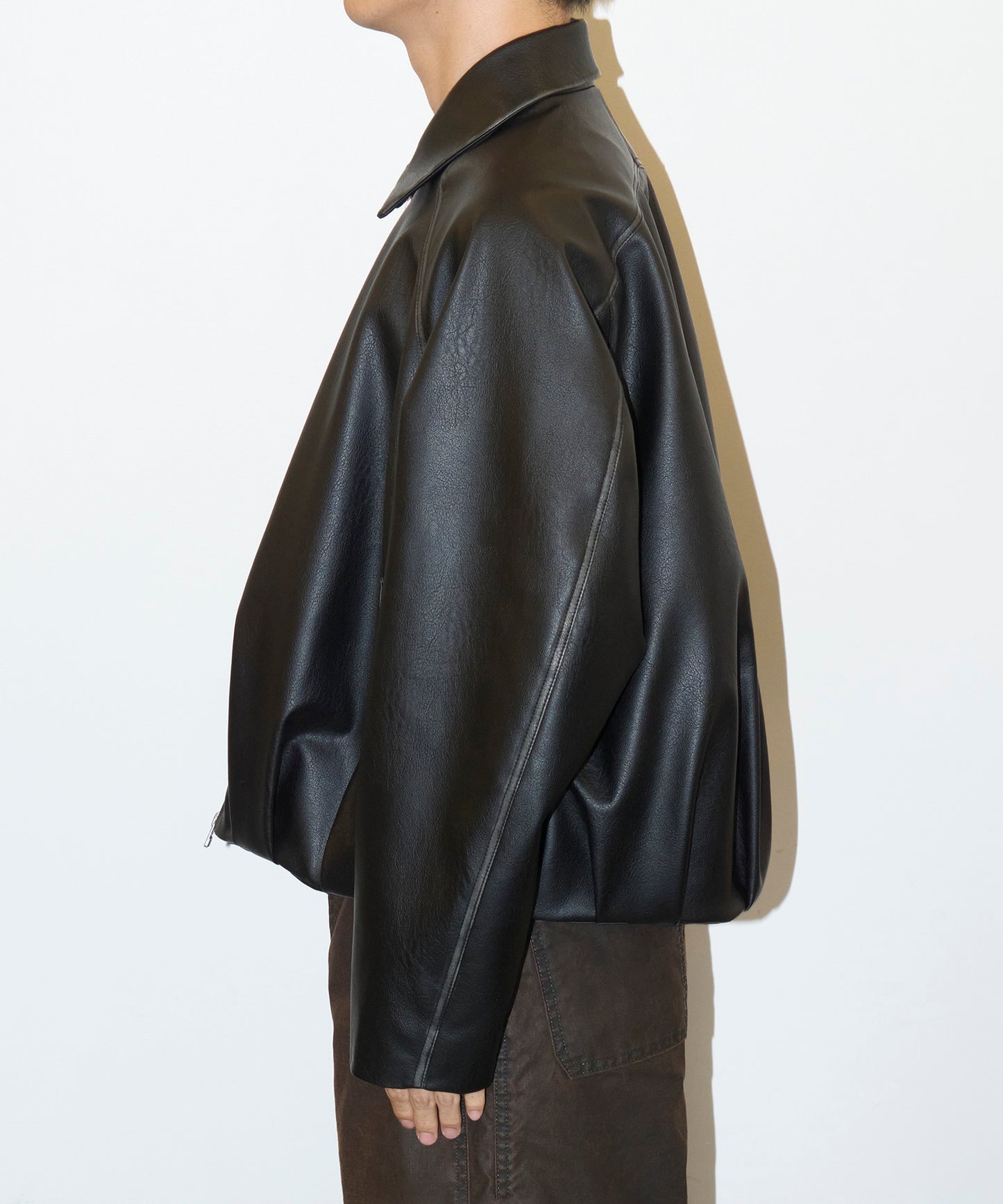 CONZ BALOON ZIP UP JACKET FAUX LEATHER