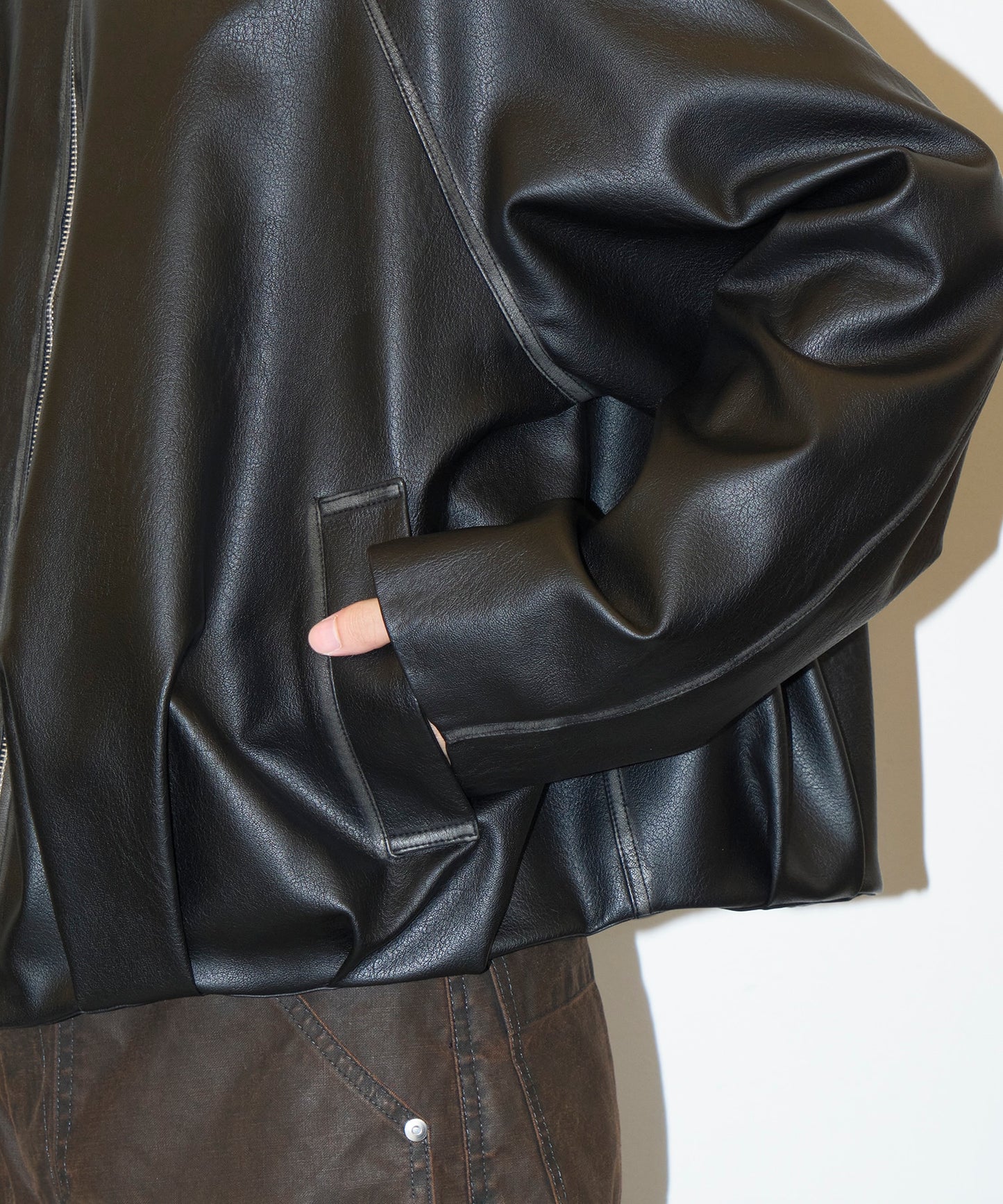 CONZ BALOON ZIP UP JACKET FAUX LEATHER