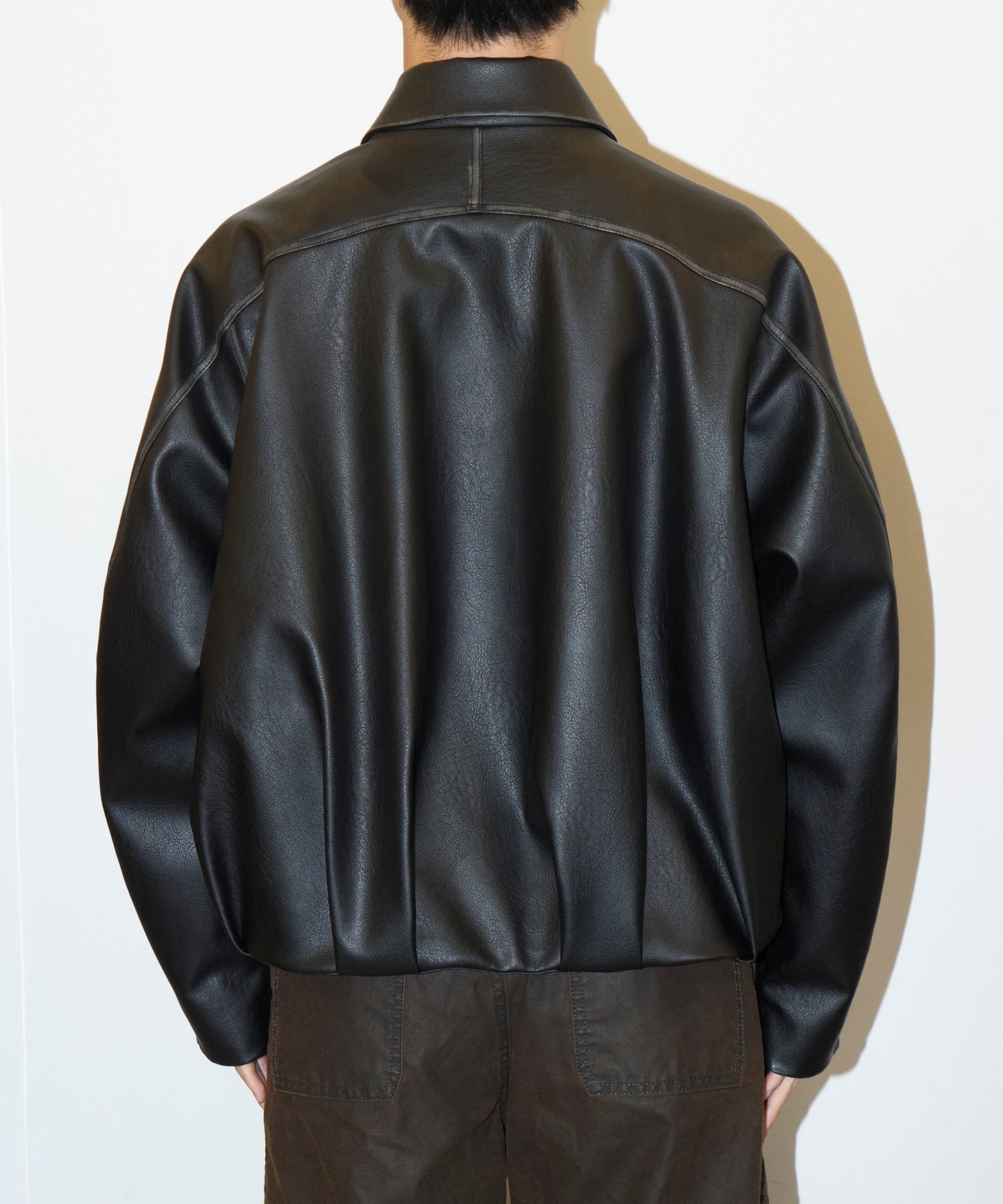 CONZ BALOON ZIP UP JACKET FAUX LEATHER
