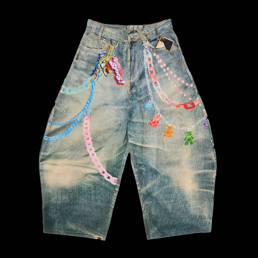 Pre-Order Feinicko POLYCHROME GUMMY DENIM PANTS 3D印花牛仔褲