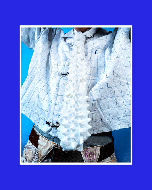 Die Young Spiked White Tie Necklace