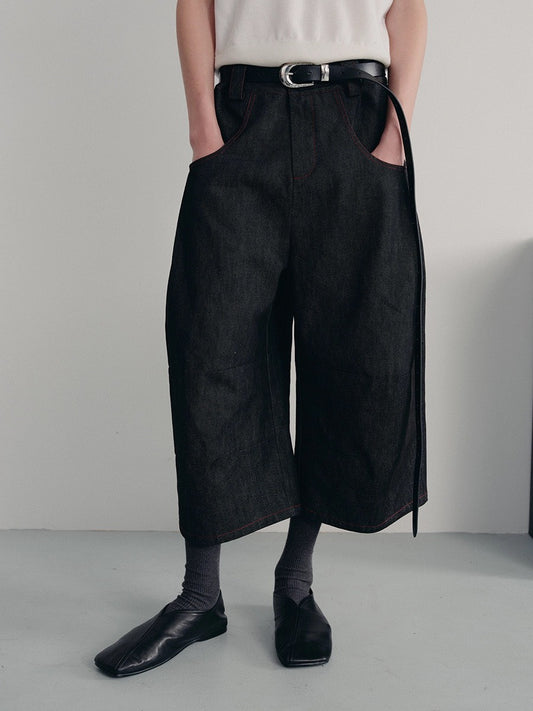 Pre-Order Jcaesar Pleat Jhorts Raw Denim Cropped Pants