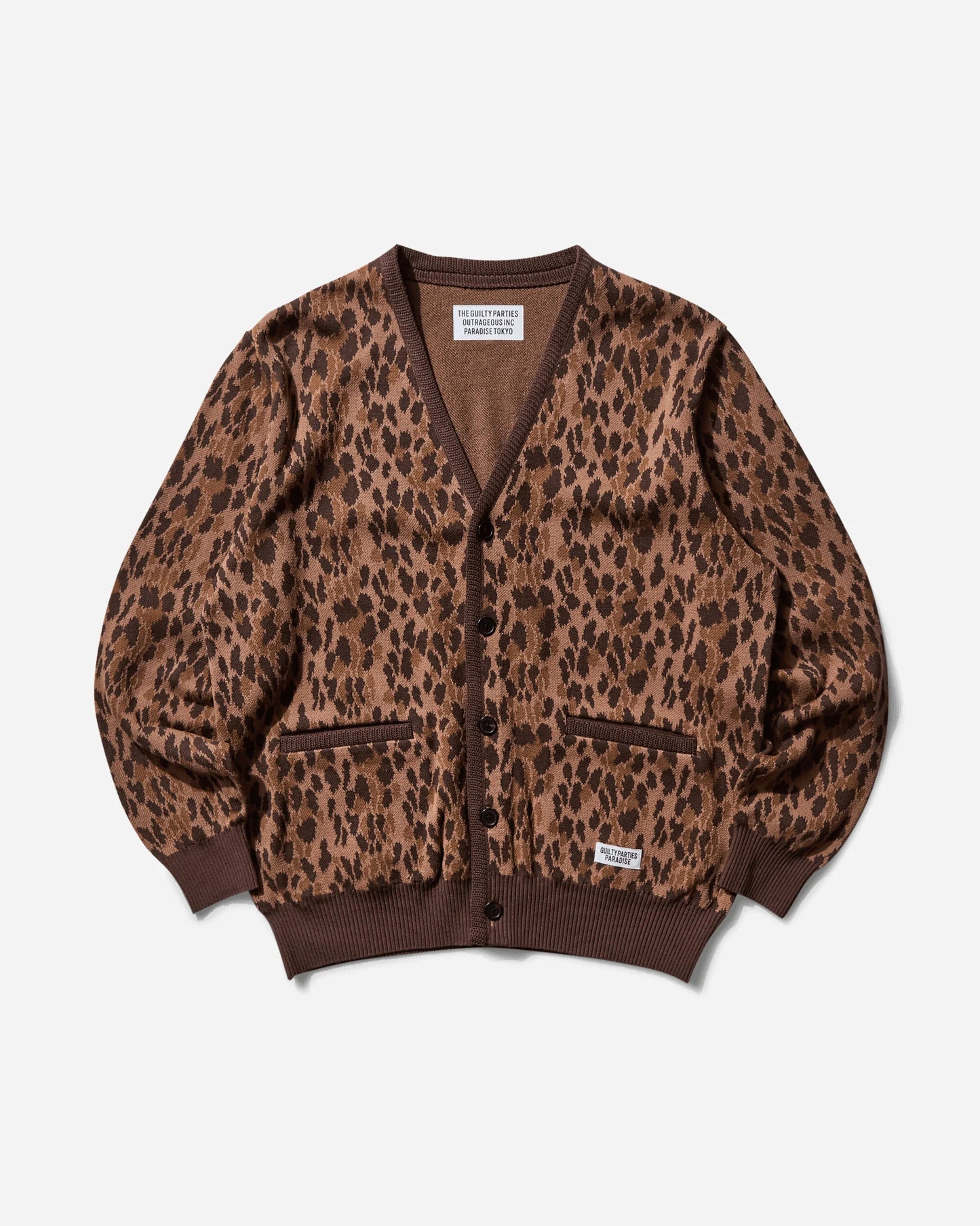 Wacko Maria Leopard Jacquard Cardigan (Type-2) Brown
