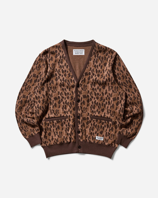 Wacko Maria Leopard Jacquard Cardigan (Type-2) Brown