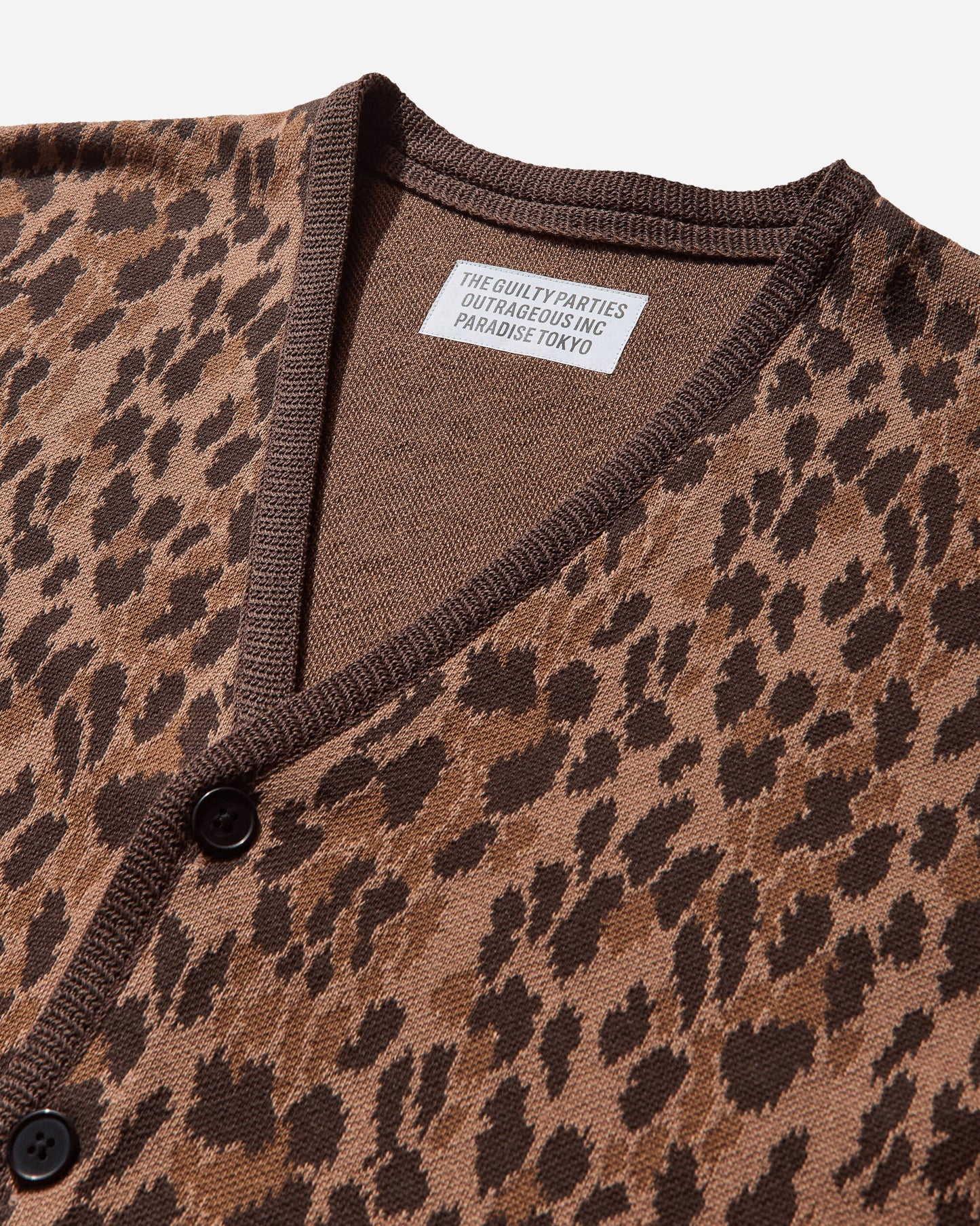 Wacko Maria Leopard Jacquard Cardigan (Type-2) Brown